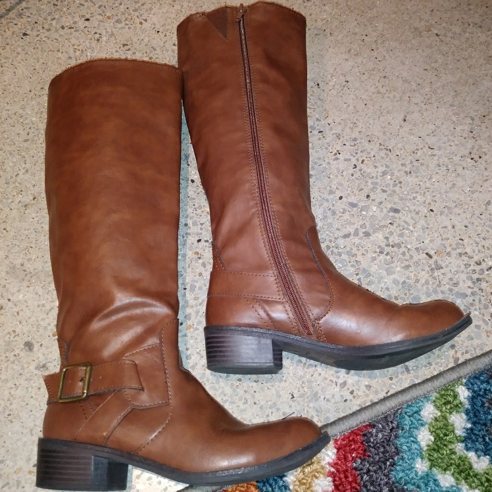 Brown knee high boots